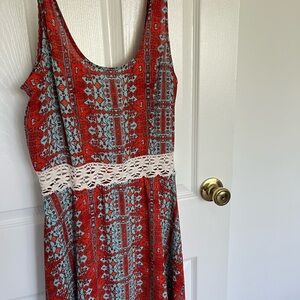 Bohemian Red and Blue Sleeveless Dress